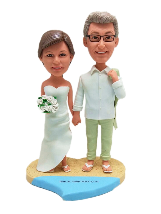 Custom Cake Toppers wedding couple figurines On Beach